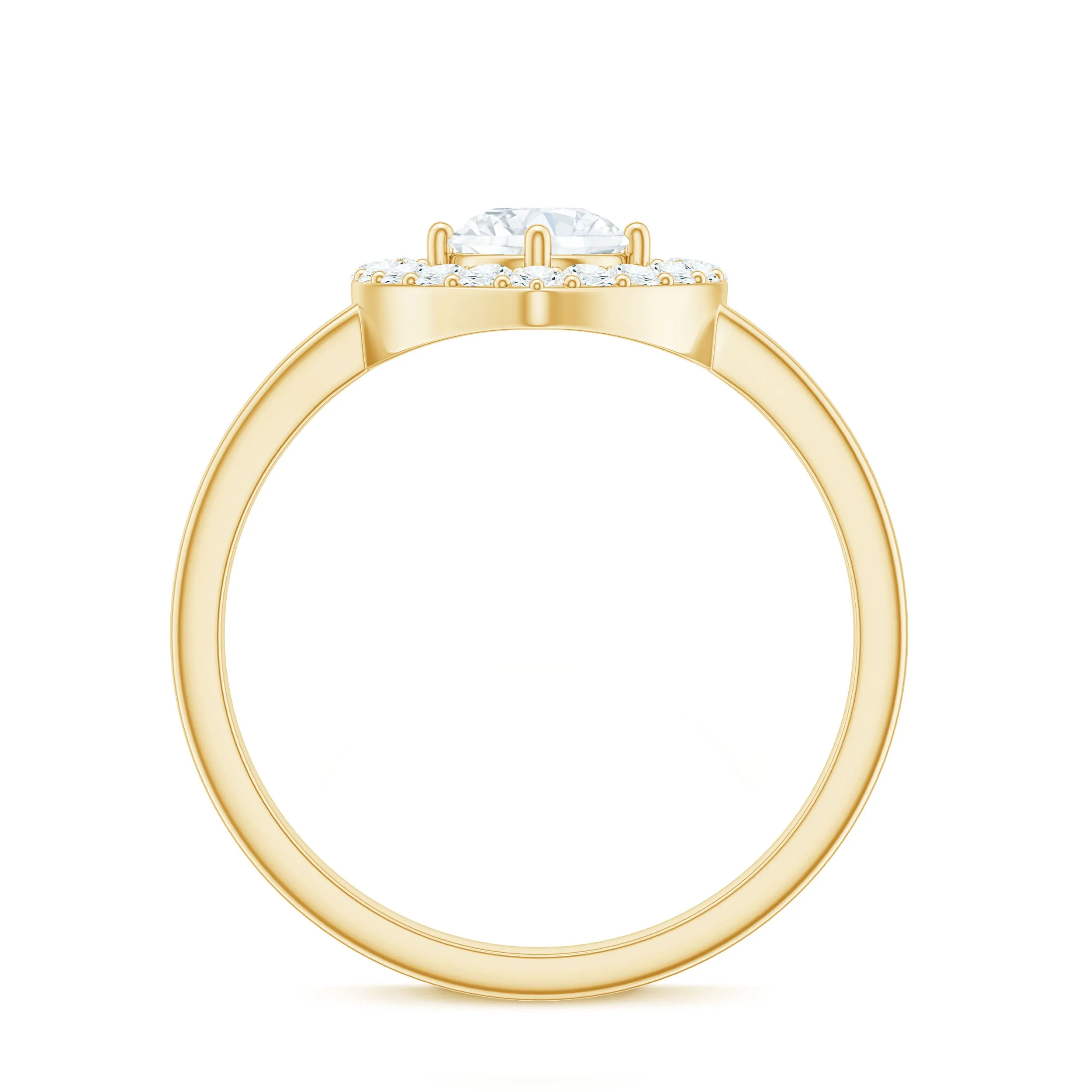 1 CT Round Cut Moissanite Heart Engagement Ring with Halo