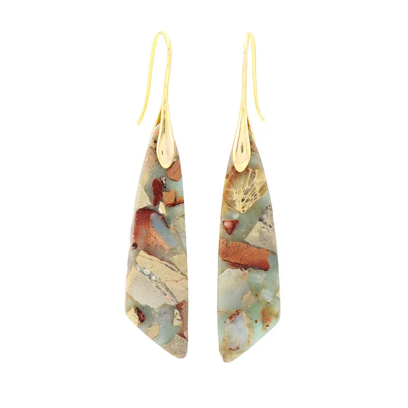 1 Pair Classic Style Color Block Patchwork Natural Stone Drop Earrings