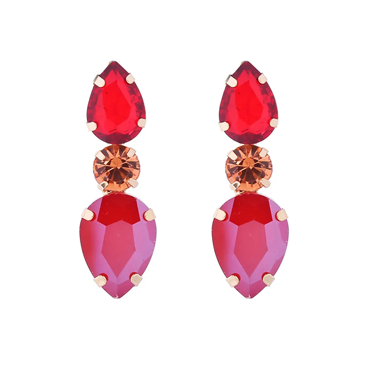 1 Pair Elegant Water Droplets Plating Inlay Rhinestone Rhinestones Gold Plated Ear Studs