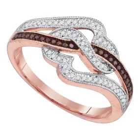 10k Rose Gold Women's Red Diamond Heart Ring - FREE Shipping (US/CA)