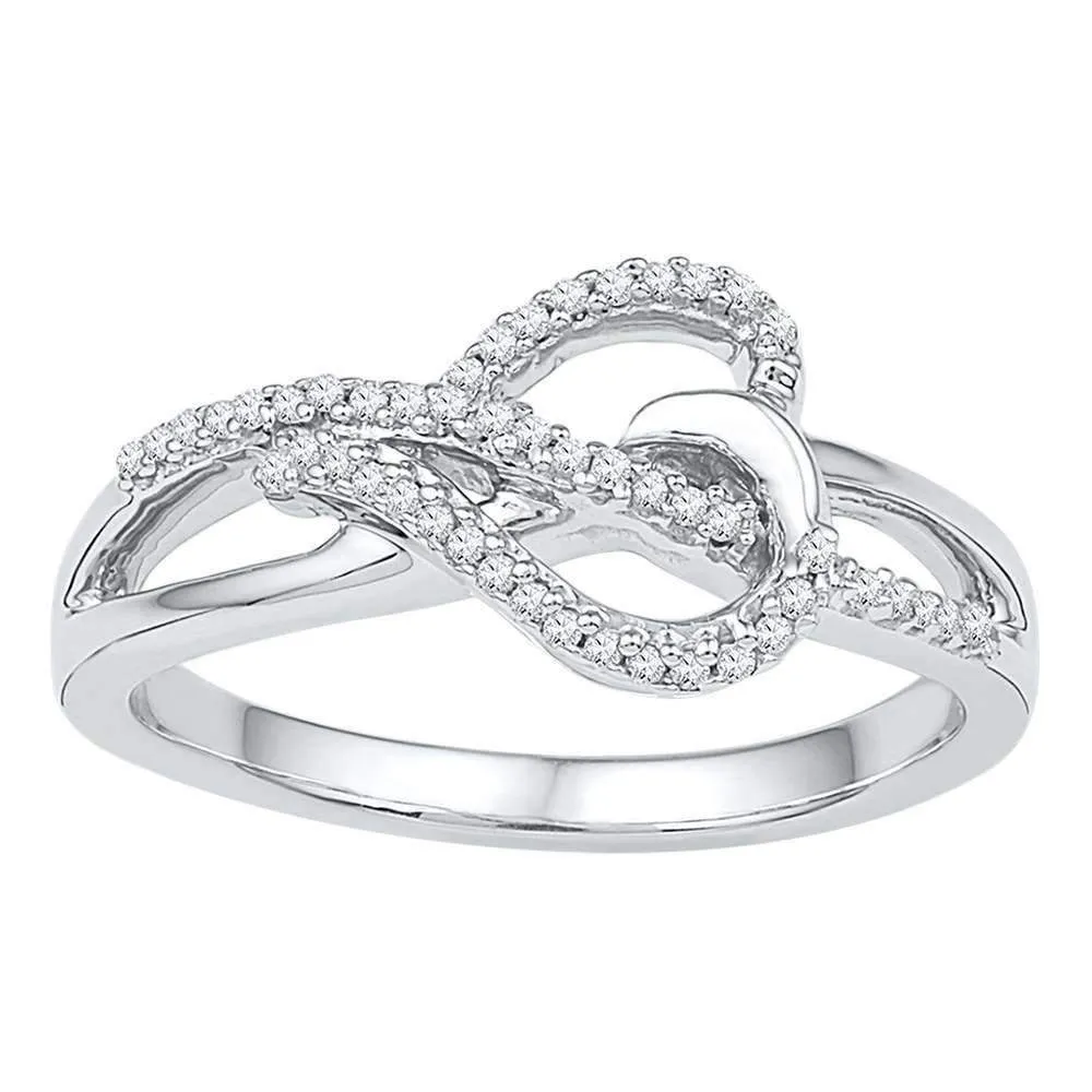10kt White Gold Women's Round Diamond Heart Infinity Ring 1/6 Cttw - FREE Shipping (US/CAN)