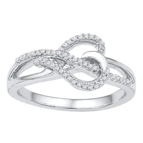 10kt White Gold Women's Round Diamond Heart Infinity Ring 1/6 Cttw - FREE Shipping (US/CAN)