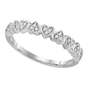10kt White Gold Women's Round Diamond Heart Love Ring 1/10 Cttw - FREE Shipping (US/CAN)