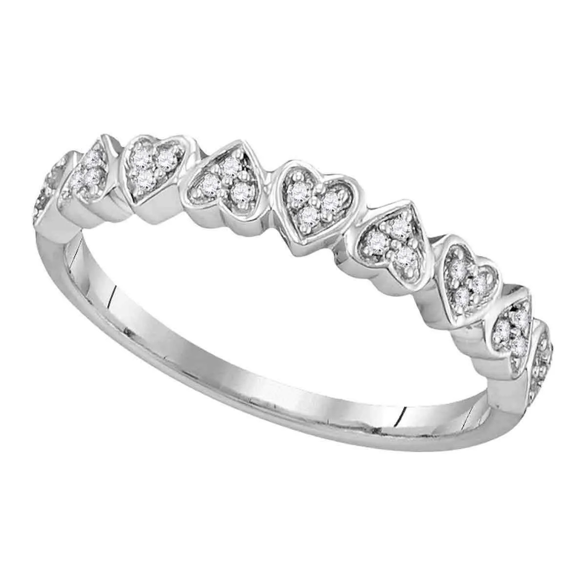 10kt White Gold Women's Round Diamond Heart Love Ring 1/10 Cttw - FREE Shipping (US/CAN)