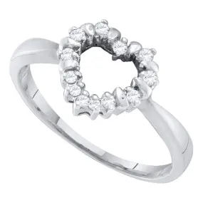 10kt White Gold Women's Round Diamond Heart Outline Ring 1/10 Cttw - FREE Shipping (US/CAN)