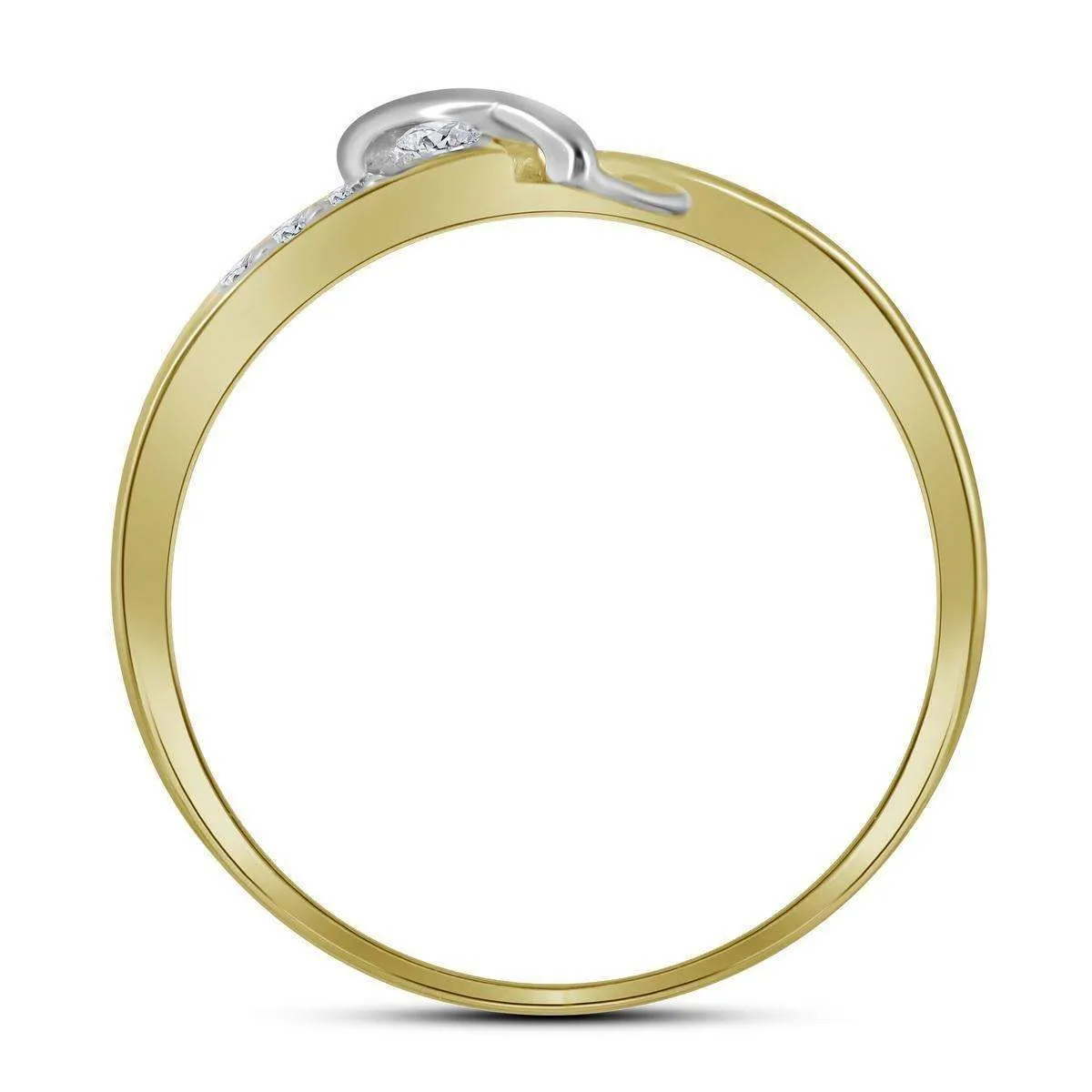 10kt Yellow Gold Women's Round Diamond Heart Love Ring 1/20 Cttw - FREE Shipping (US/CAN)