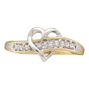 10kt Yellow Gold Women's Round Diamond Heart Love Ring 1/20 Cttw - FREE Shipping (US/CAN)