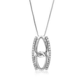 1/10 cttw Lab Grown Diamond Fashion Pendant Necklace .925 Sterling Silver 1/2 Inch with 18 Inch Chain, Size 1/2 Inch