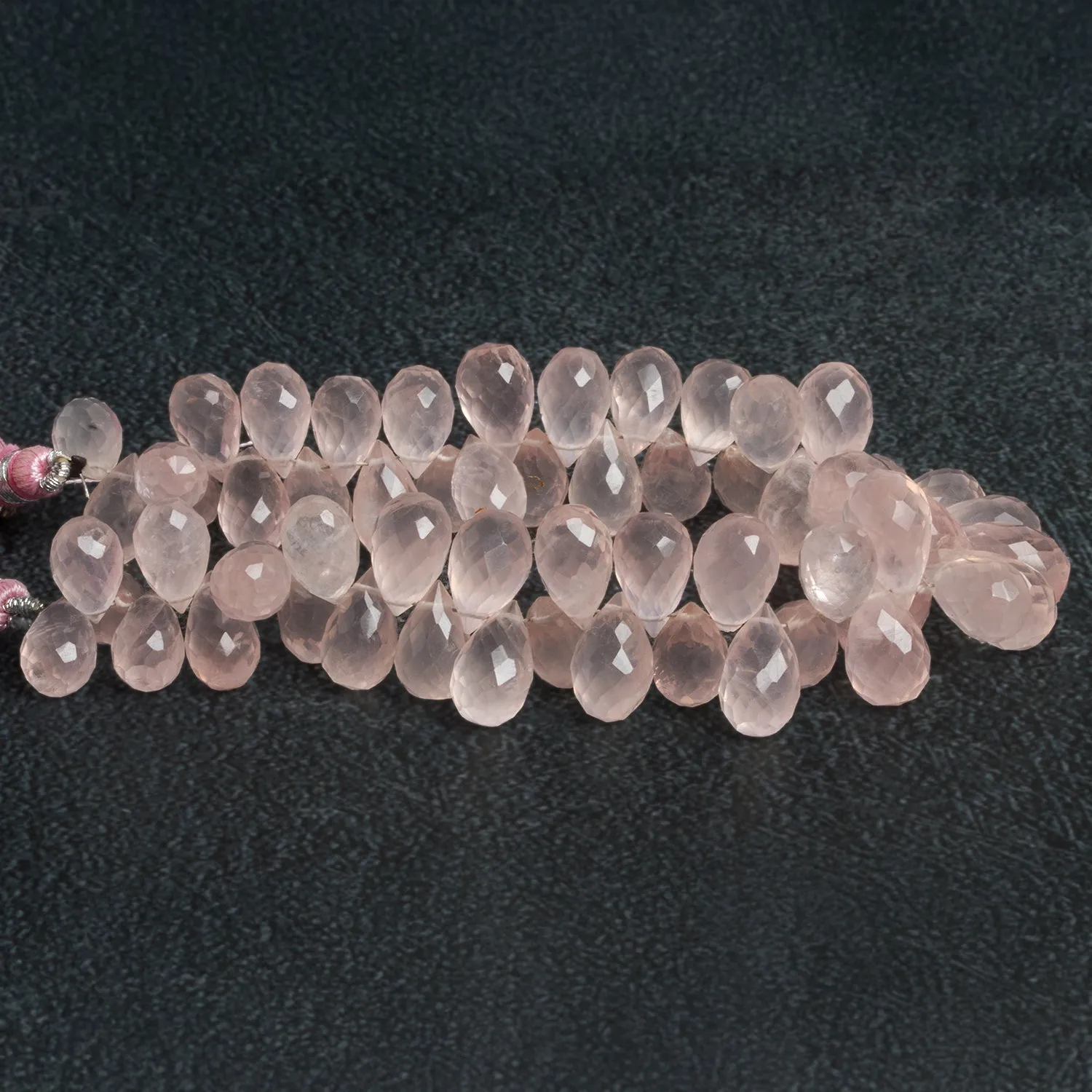 12x8mm Rose Quartz Faceted Teardrop 8 inch 57 beads