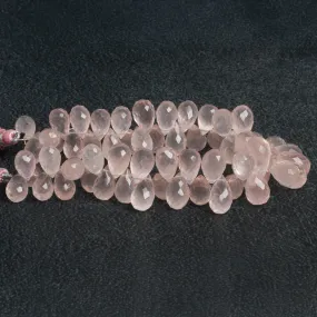 12x8mm Rose Quartz Faceted Teardrop 8 inch 57 beads