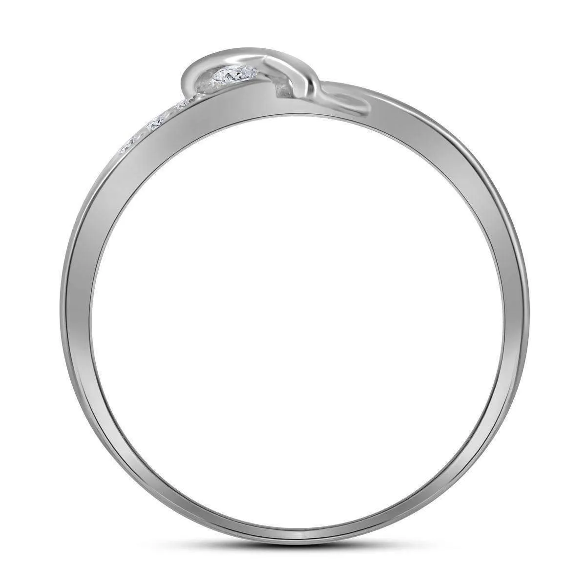 14kt White Gold Women's Round Diamond-accent Two-tone Heart Band Ring 1/20 Cttw - FREE Shipping (US/CAN)
