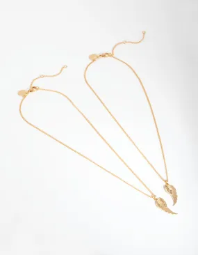 18ct Gold Plated Angel Wings Necklace Set