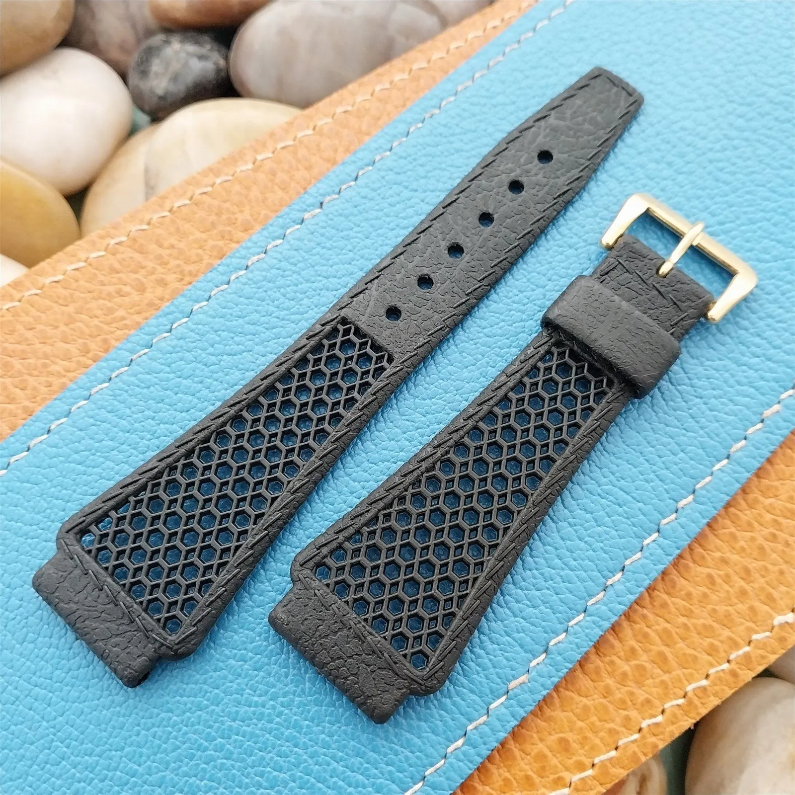 20mm Diver Golay Playa Swiss Ventilated Unused 1970s Vintage Black Watch Band