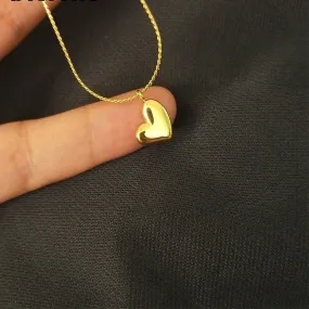 316L Stainless Steel Golden Temperament Love Heart Pendant Necklace