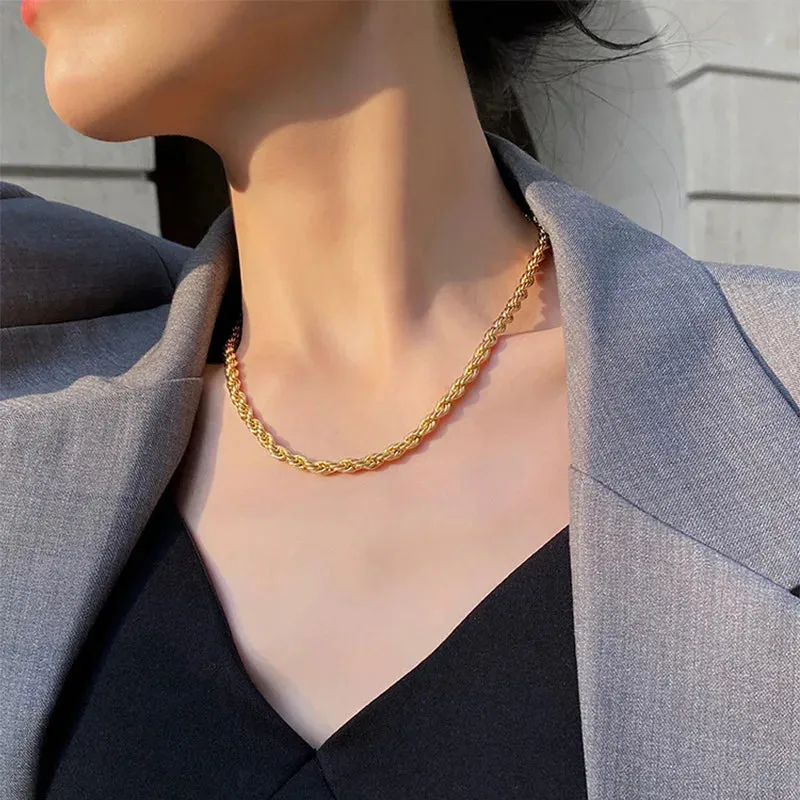 5mm Stainless Steel Gothic Twisted Rope Chain Necklaces