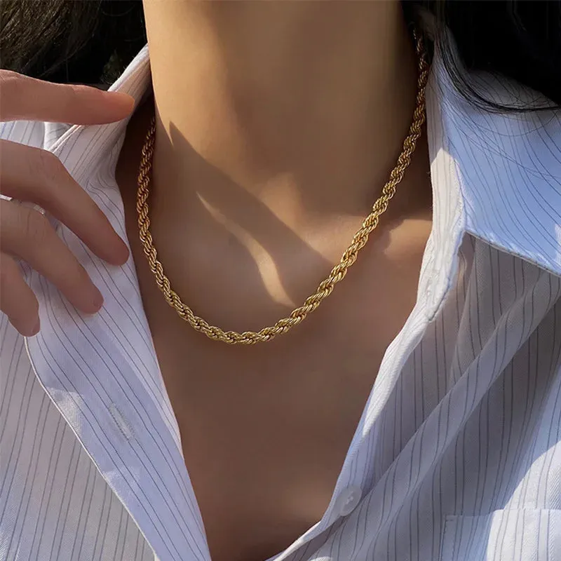 5mm Stainless Steel Gothic Twisted Rope Chain Necklaces