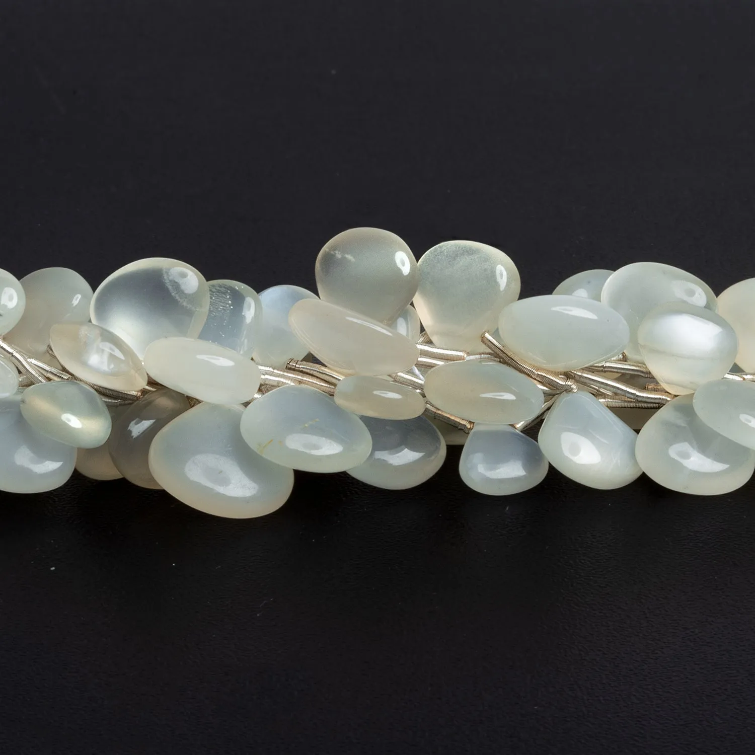 7-13mm White Moonstone Plain Hearts 10 inch 18 beads