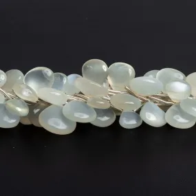 7-13mm White Moonstone Plain Hearts 10 inch 18 beads