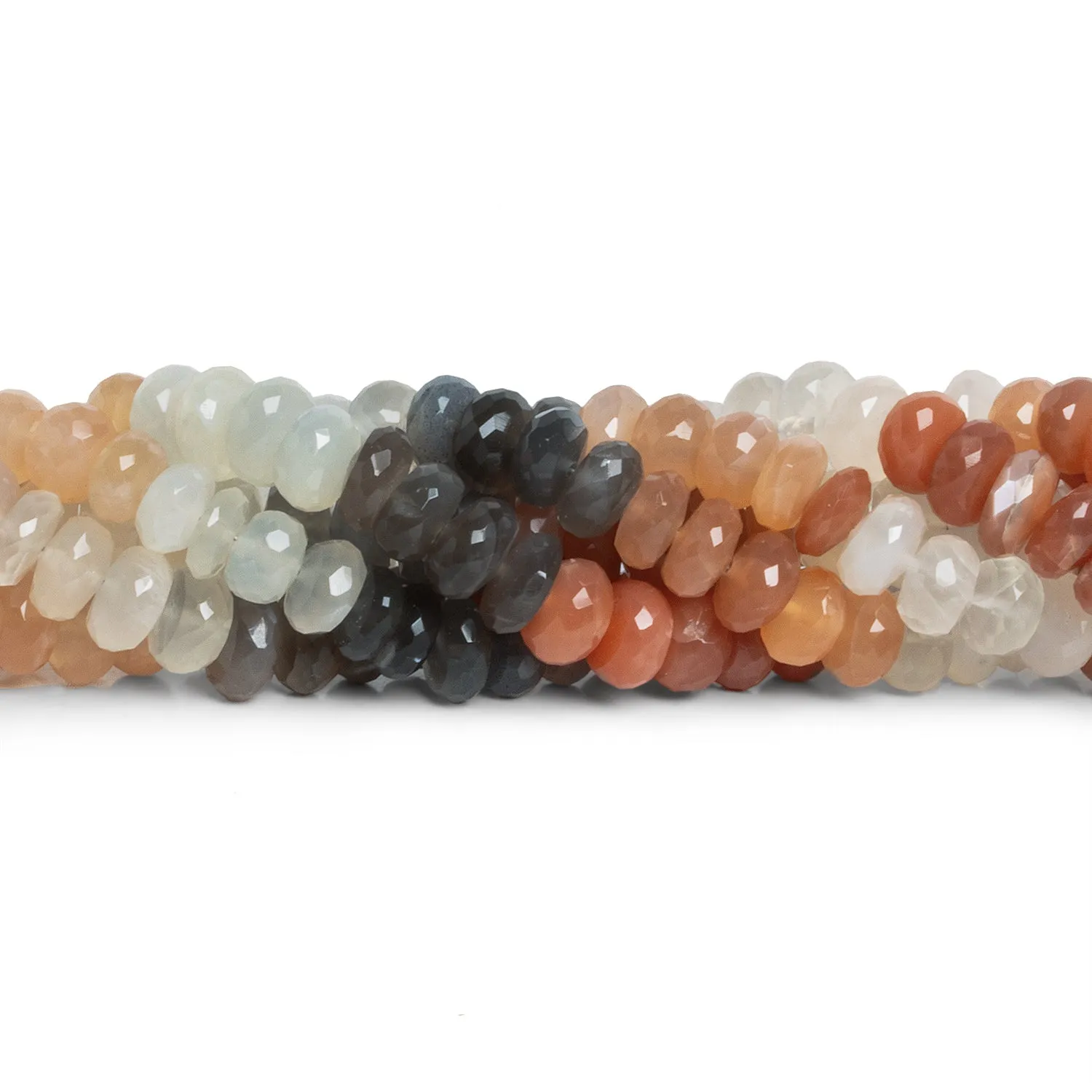 8mm Multicolor Moonstone Faceted Rondelles 18 inch 105 beads