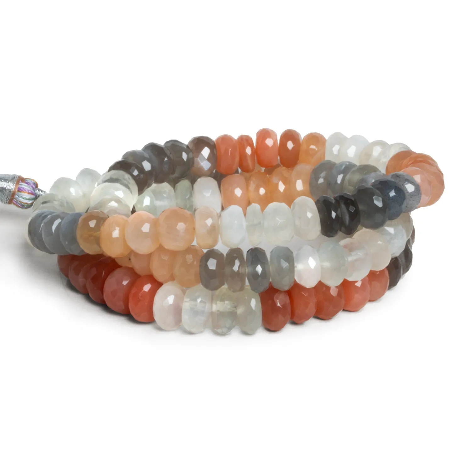8mm Multicolor Moonstone Faceted Rondelles 18 inch 105 beads