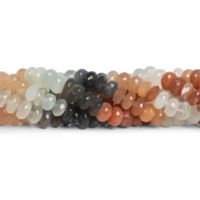 8mm Multicolor Moonstone Faceted Rondelles 18 inch 105 beads