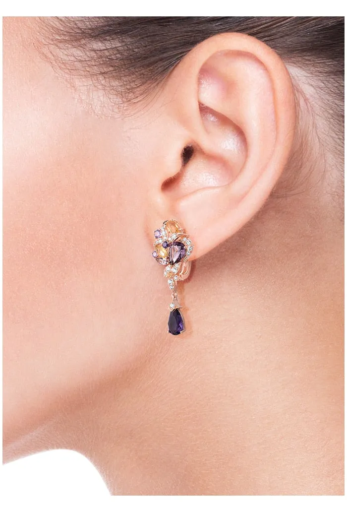 925 Sterling Silver Earrings  Colorful Gemstone Water Drop Earrings