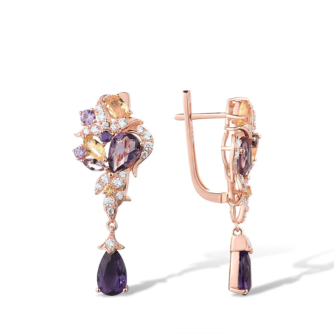 925 Sterling Silver Earrings  Colorful Gemstone Water Drop Earrings