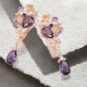 925 Sterling Silver Earrings  Colorful Gemstone Water Drop Earrings