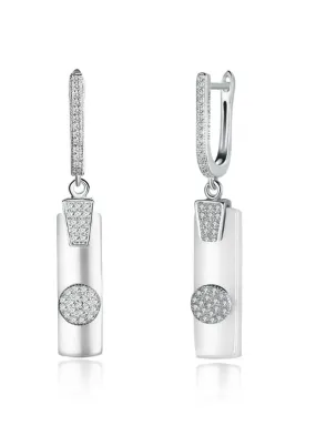 925 Sterling Silver Strip Ceramic Cubic Zirconia Drop