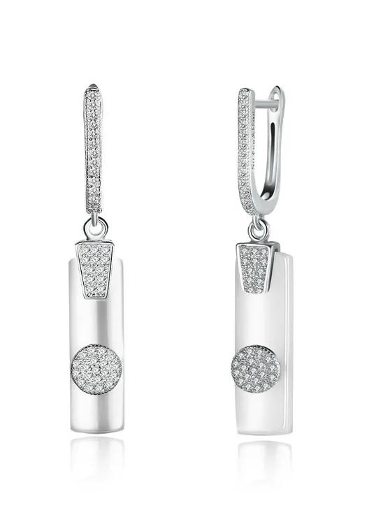 925 Sterling Silver Strip Ceramic Cubic Zirconia Drop