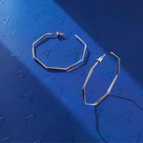Accessorize London Women Sterling Silver-Plated Octagon Hoop Earrings