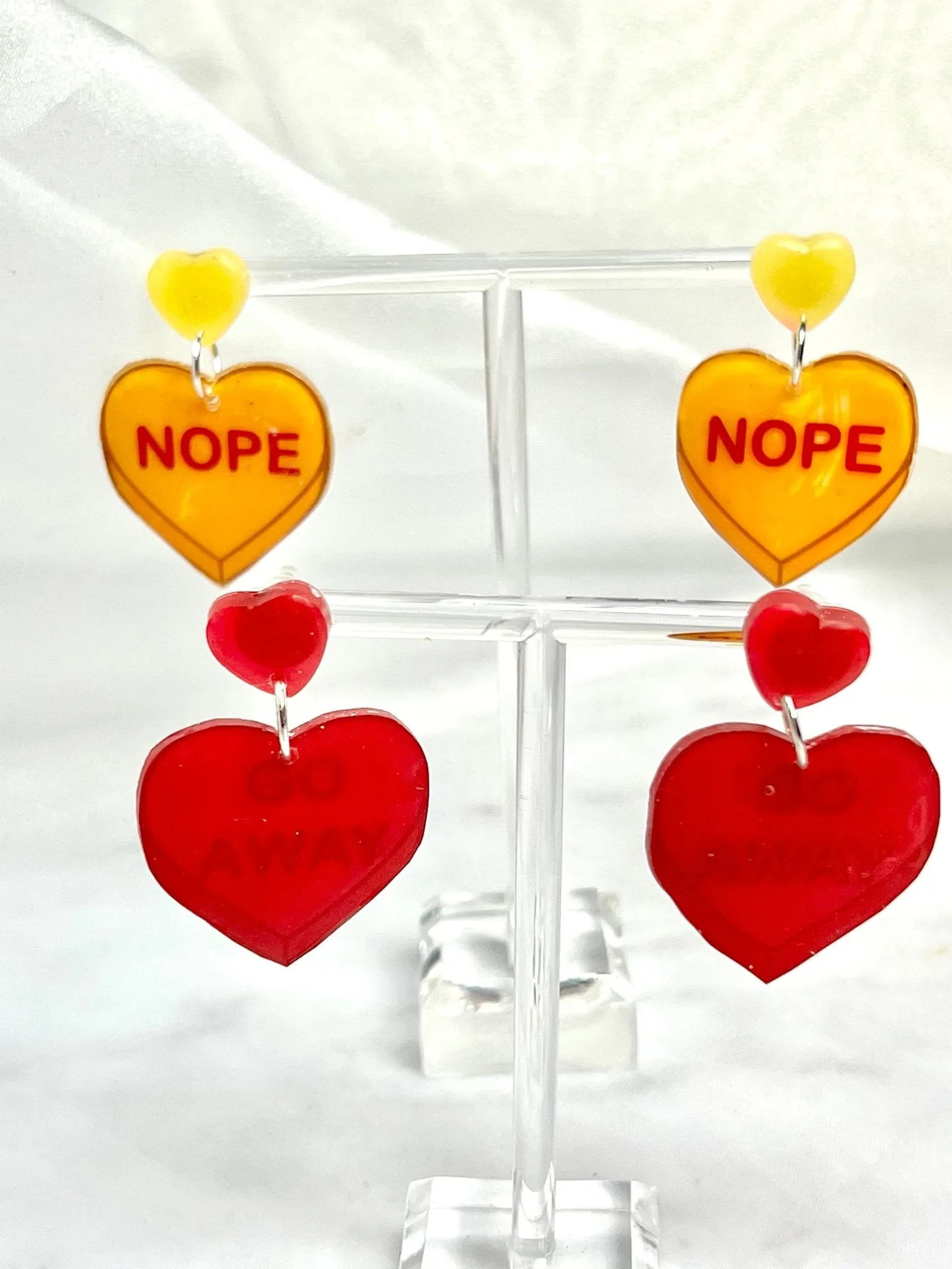 Anti Valentines Day Large Candy Heart Stud Earrings