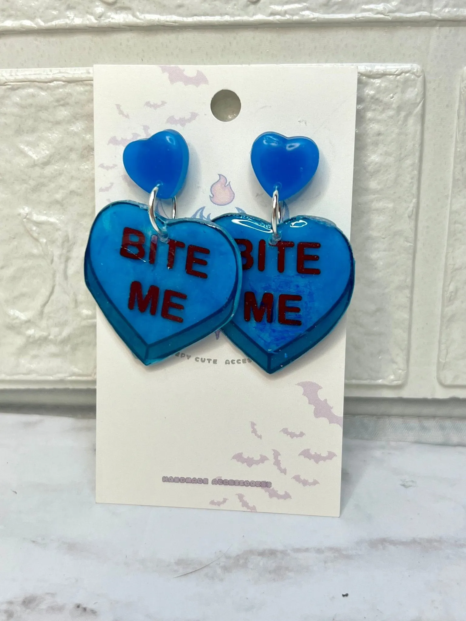 Anti Valentines Day Large Candy Heart Stud Earrings