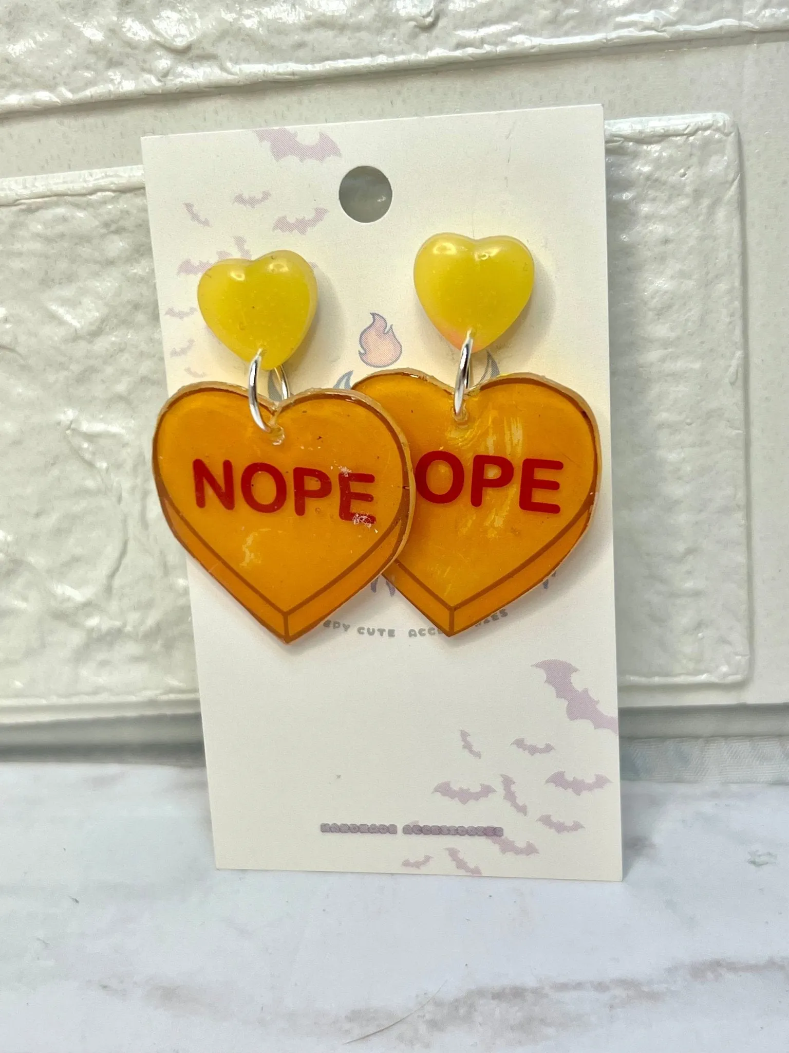 Anti Valentines Day Large Candy Heart Stud Earrings