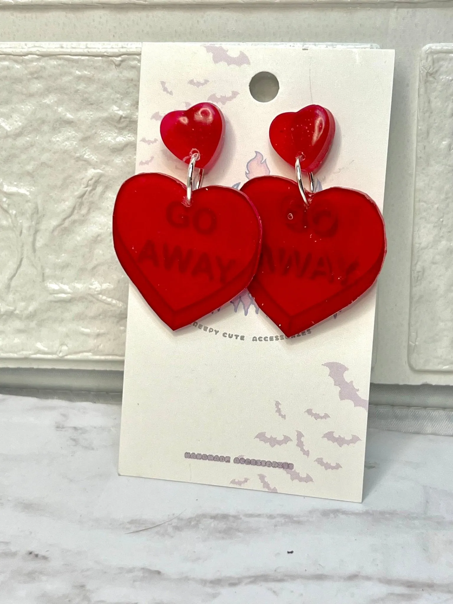 Anti Valentines Day Large Candy Heart Stud Earrings