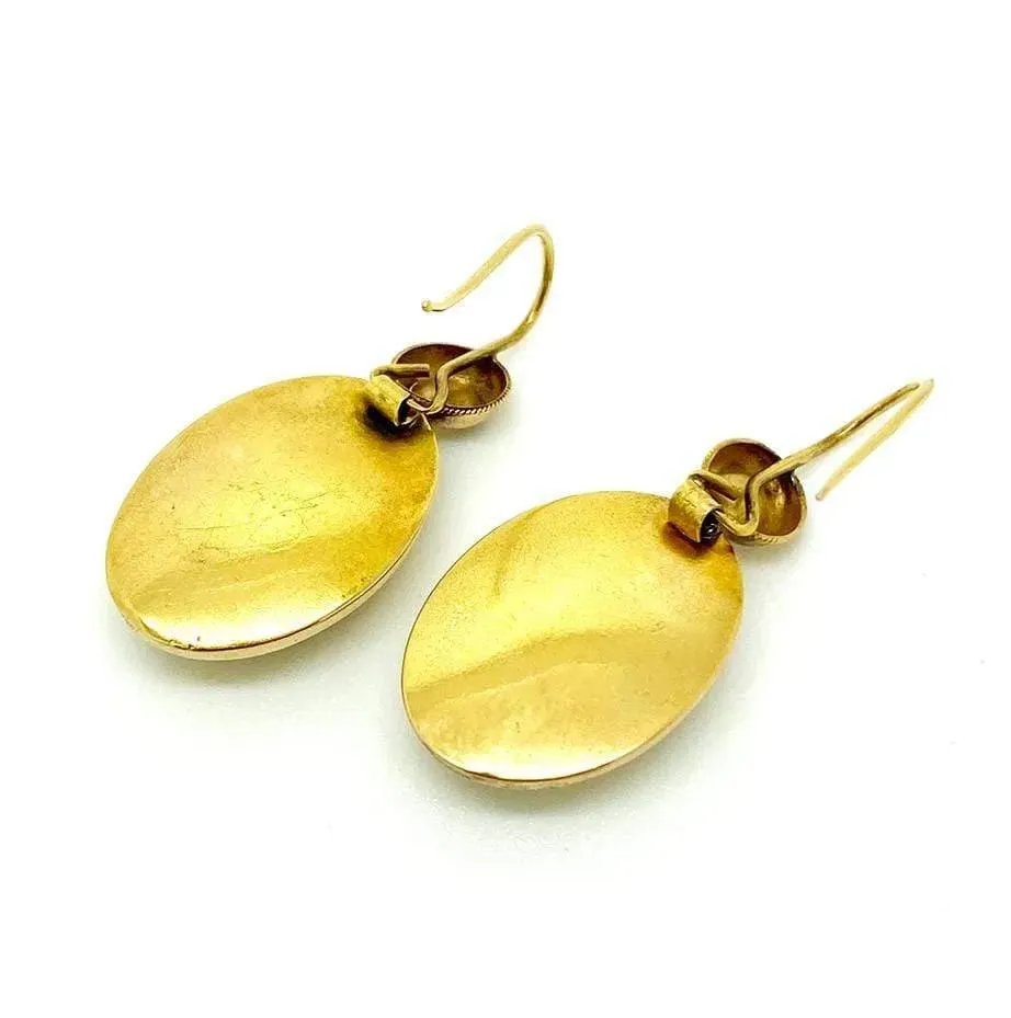 Antique Victorian 9ct Gold Diamond Star Drop Earrings