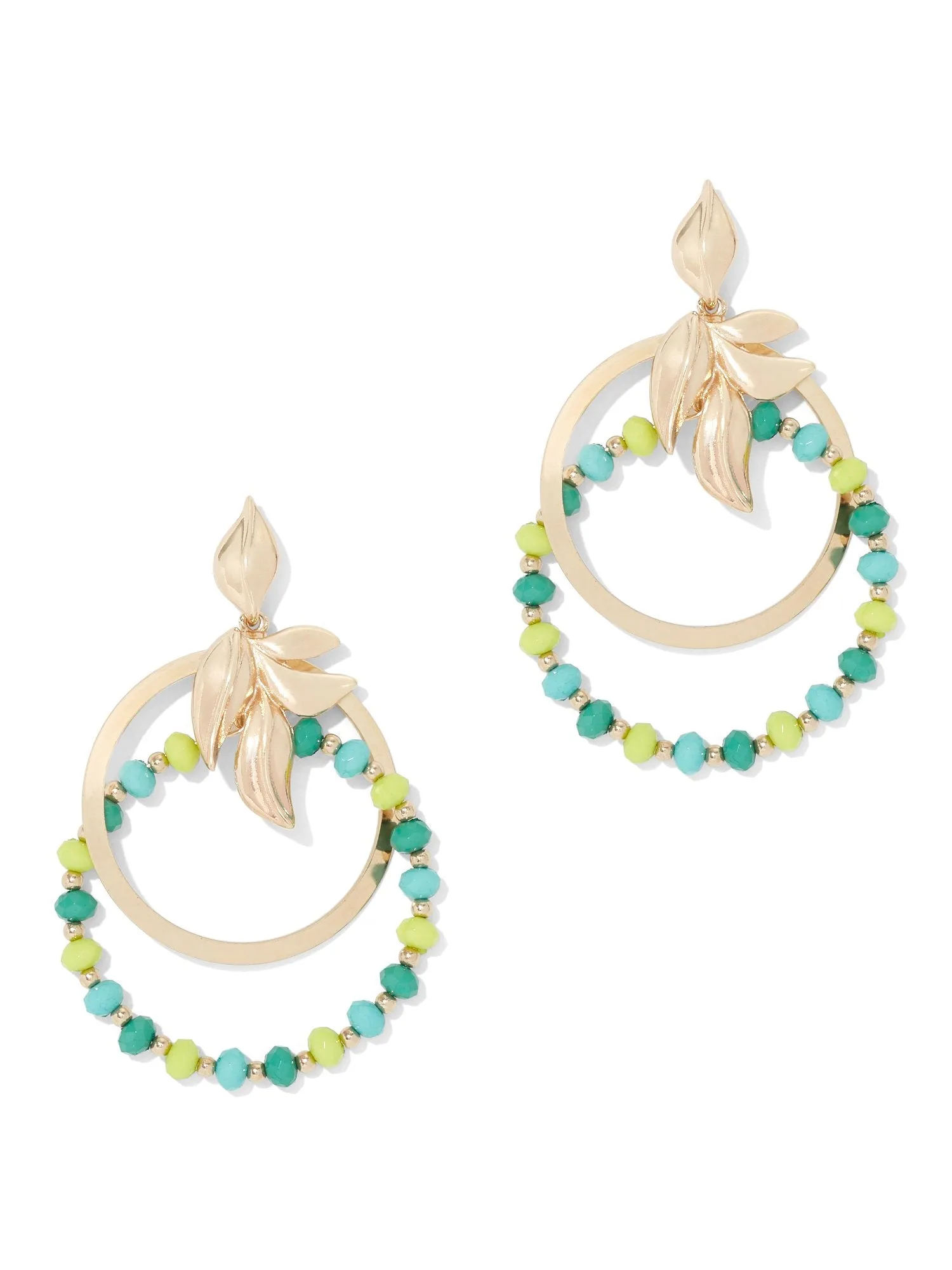 Beaded Double Hoop Drop Earring