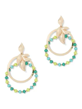 Beaded Double Hoop Drop Earring