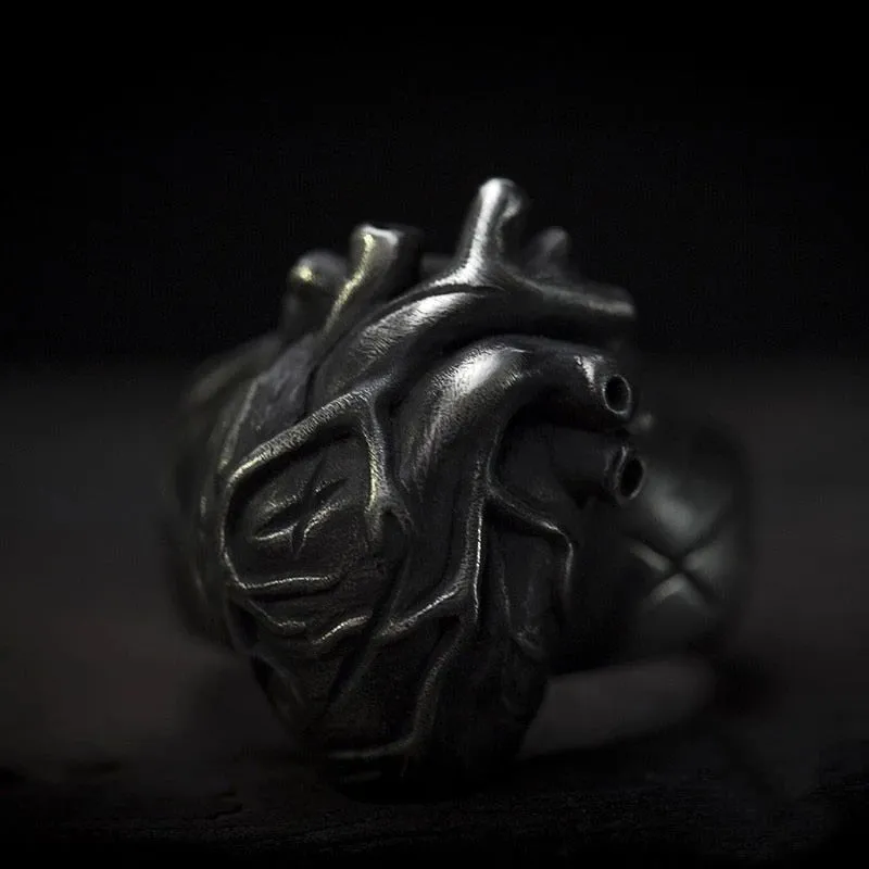 Black Anatomical Heart Ring