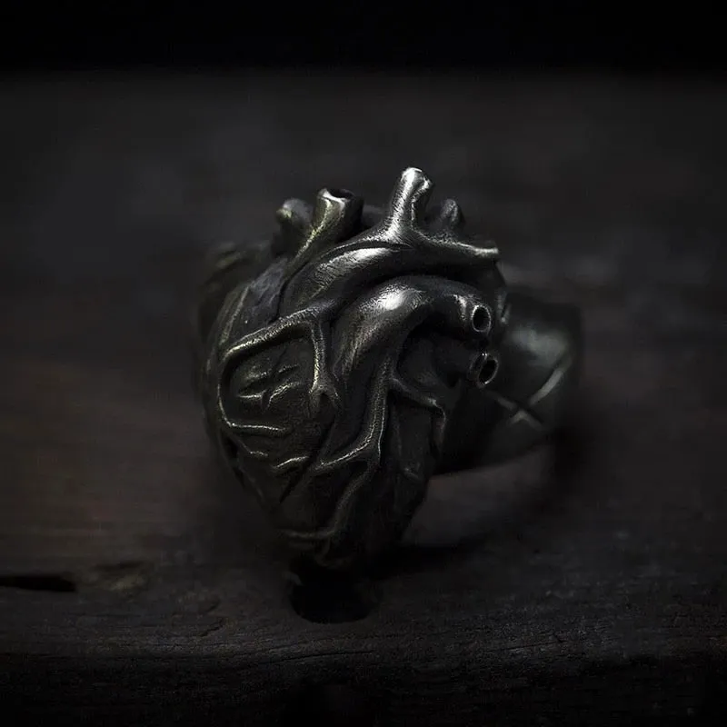 Black Anatomical Heart Ring