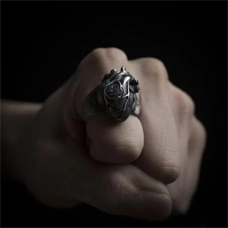 Black Anatomical Heart Ring