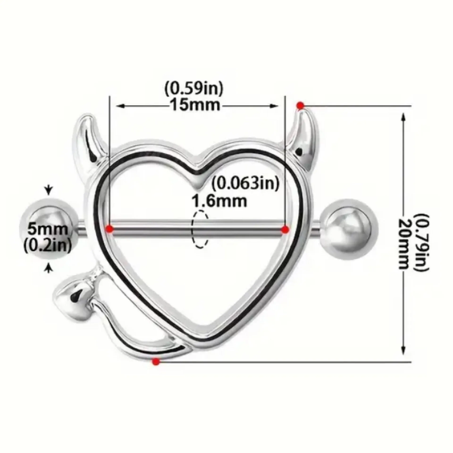 Black Devil Heart Nipple Rings