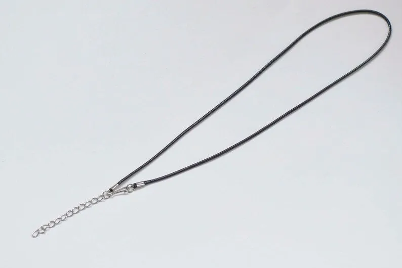 Black Wax Cord Necklaces With Lanyard Hook Spring Clips 1.5mm