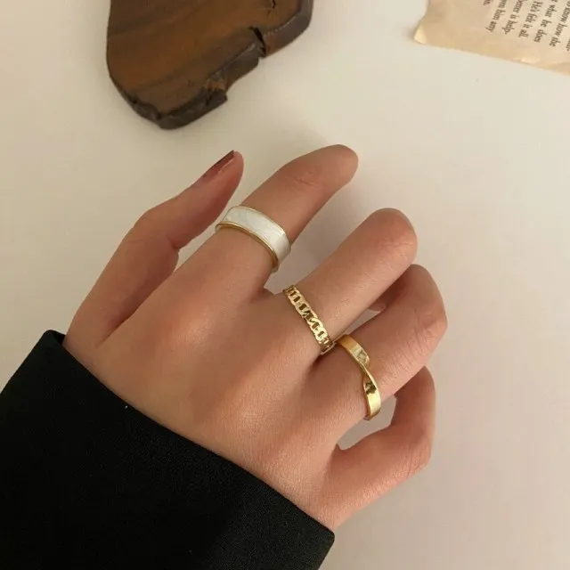 Bohemian Gold Chain Moon Star Heart Leaf Rings Set For Women