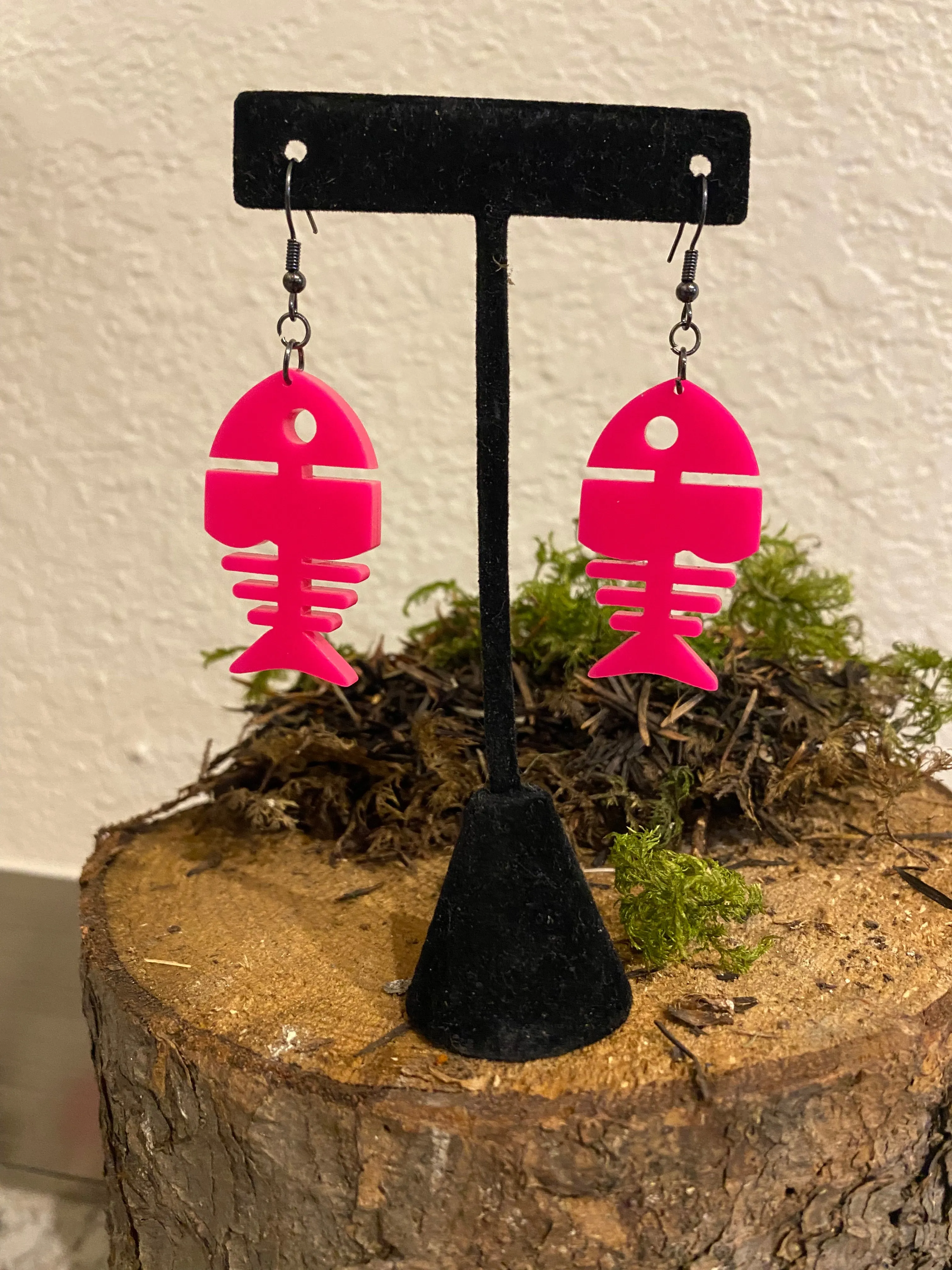 Bright Pink Big Fish Earrings