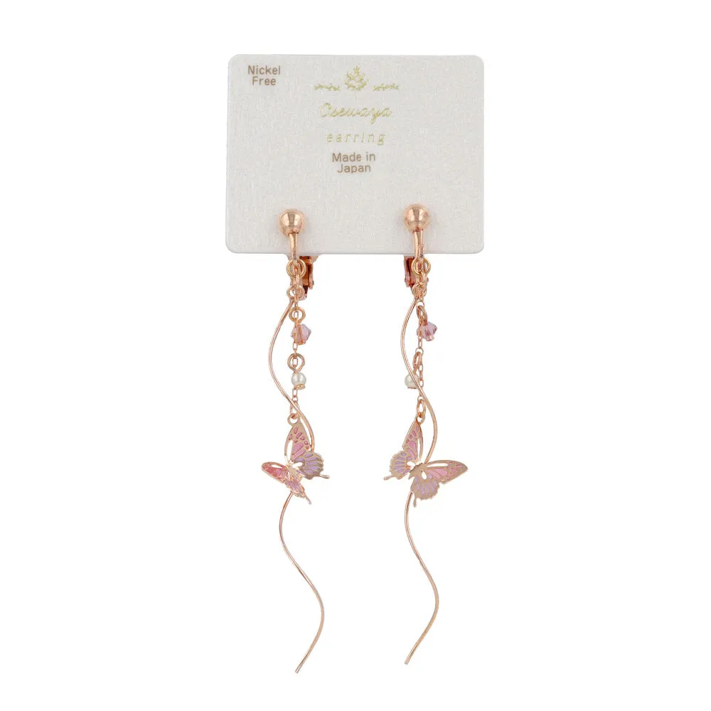 Butterfly Linear Clip On Earrings