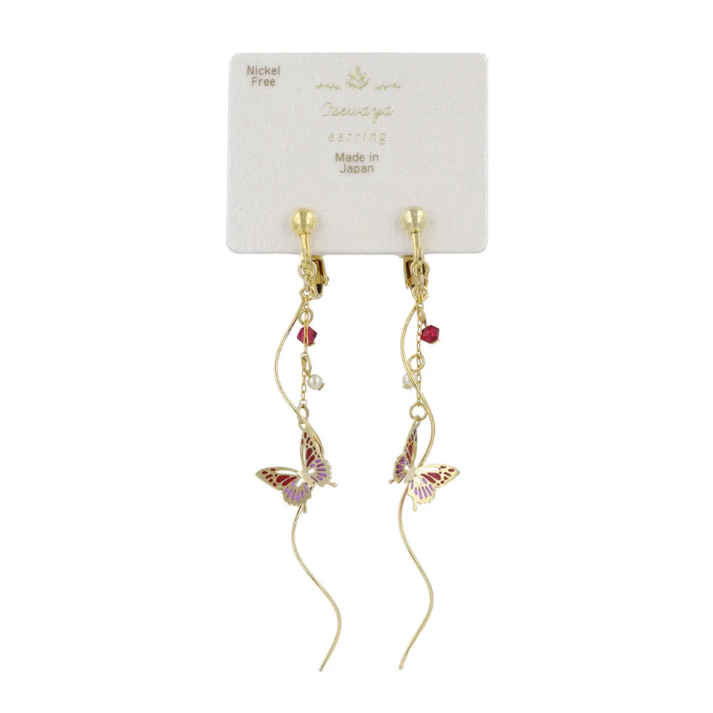 Butterfly Linear Clip On Earrings