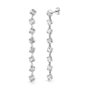 CASCADING CZ DANGLE EARRING, SILVER