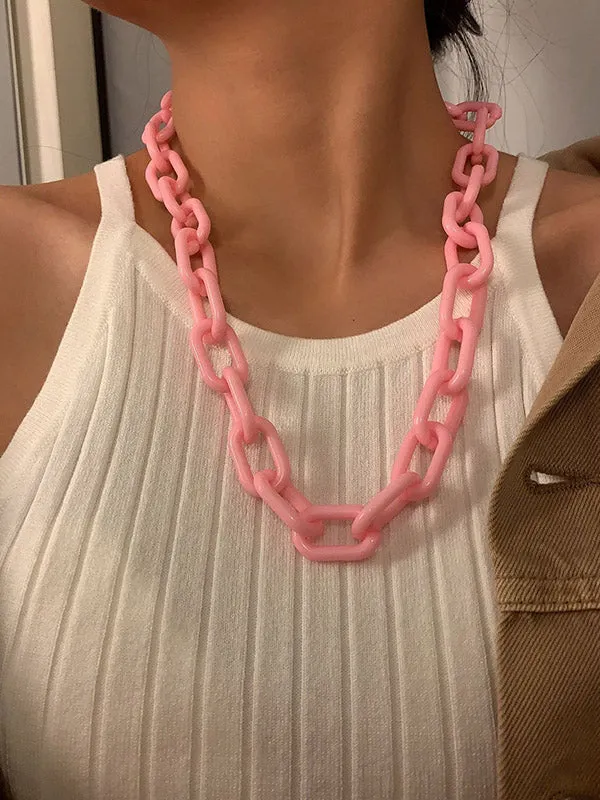 Chicmy-Simple Punk Solid Color Geometric Necklaces