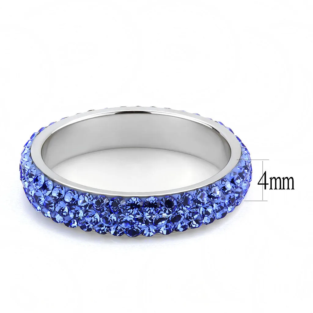 CJ3539 Wholesale Women's Stainless Steel Top Grade Crystal Sapphire Infinite Sparkle Ring